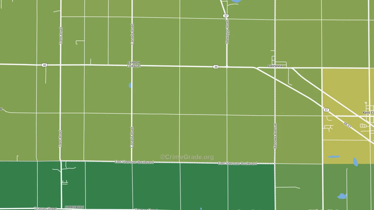 Casnovia, MI Map of Vehicle Theft Rates