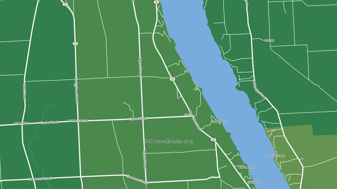 Casowasco, NY Map of Vehicle Theft Rates