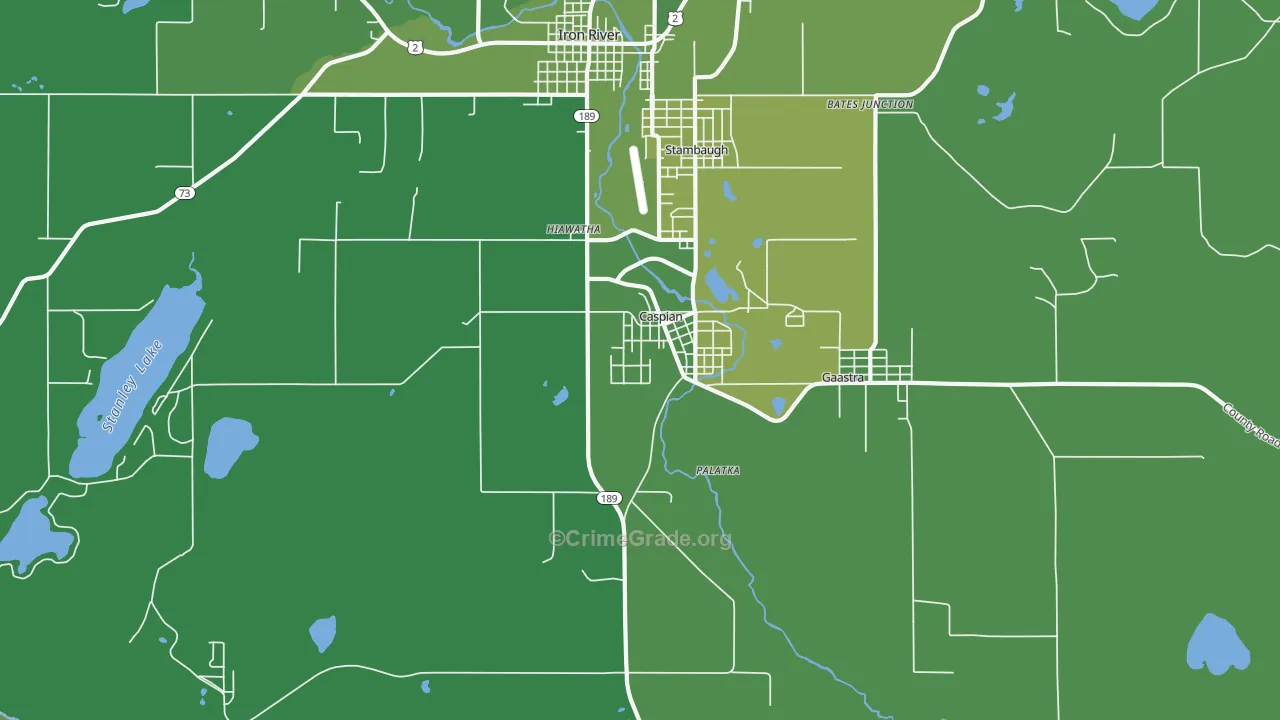 Caspian, MI Map of Vehicle Theft Rates