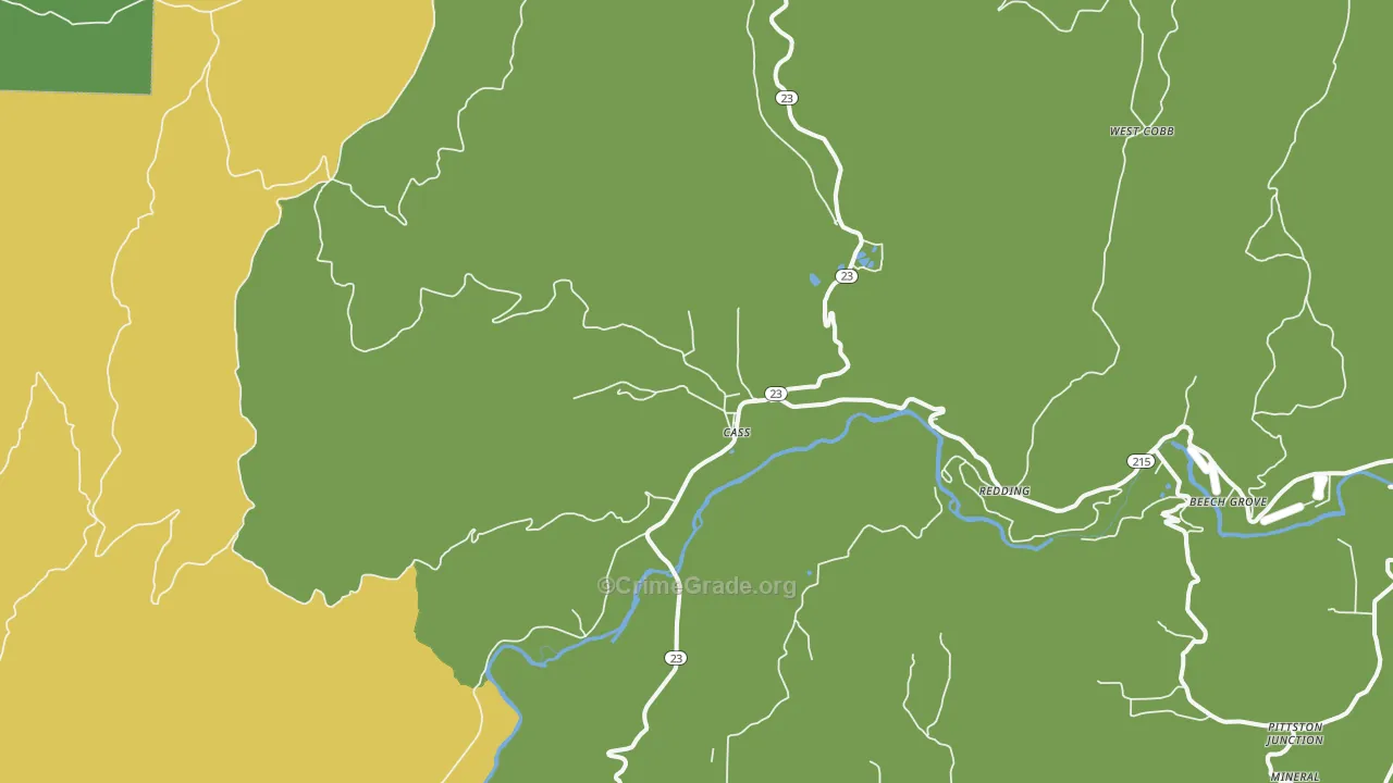 Cass, AR Map of Vehicle Theft Rates