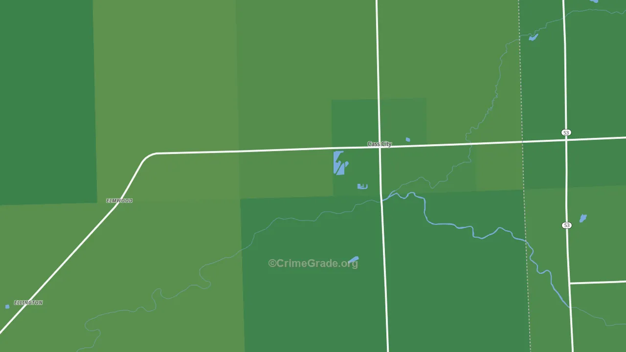 Cass City, MI Map of Vehicle Theft Rates