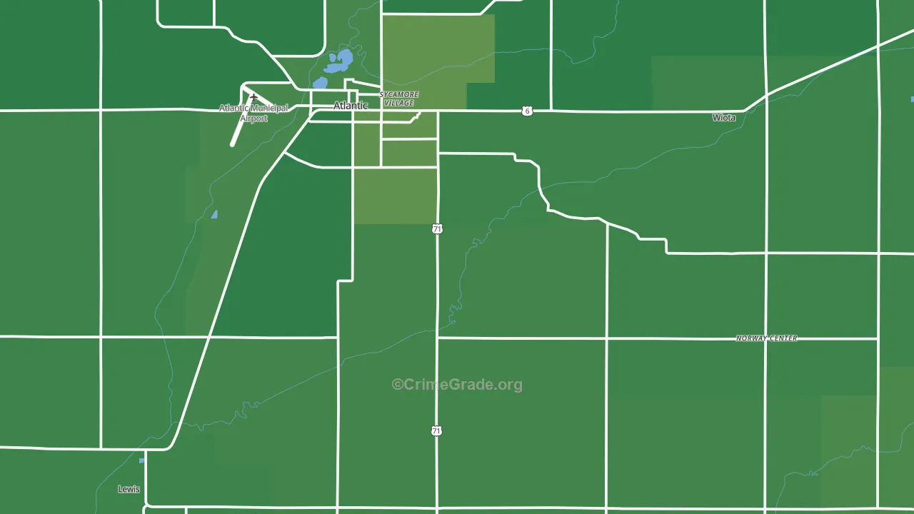 Cass County, IA Map of Vehicle Theft Rates