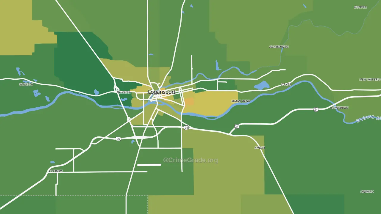 Cass County, IN Map of Vehicle Theft Rates