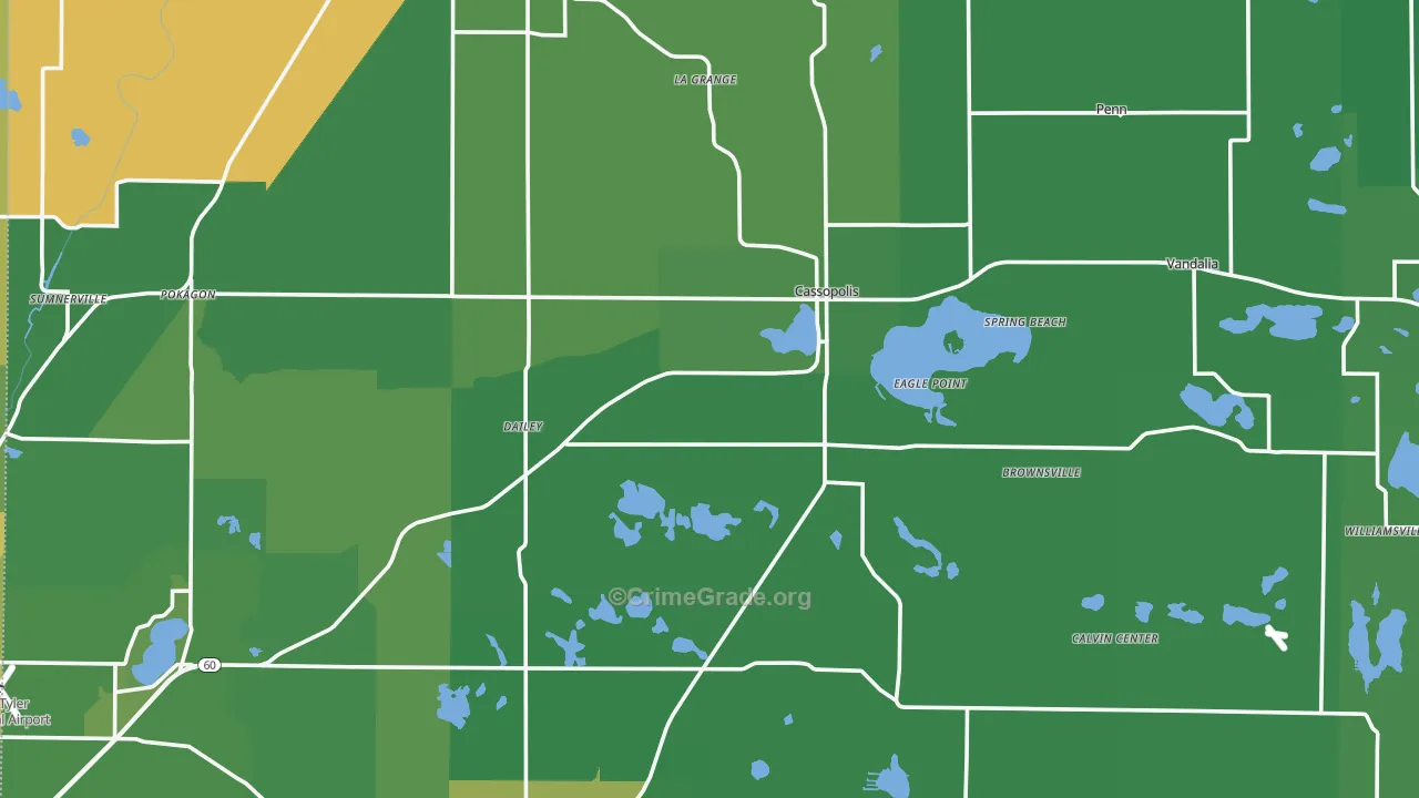 Cass County, MI Map of Vehicle Theft Rates