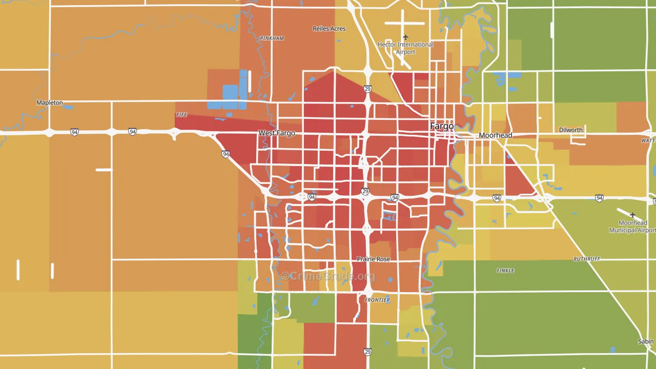 Cass County, ND Map of Vehicle Theft Rates