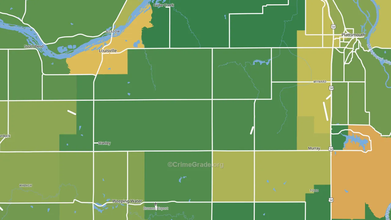 Cass County, NE Map of Vehicle Theft Rates