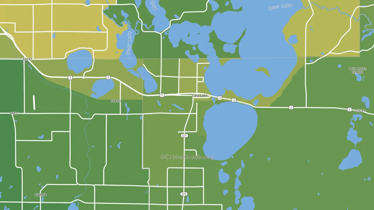 Cass Lake, MN Map of Vehicle Theft Rates