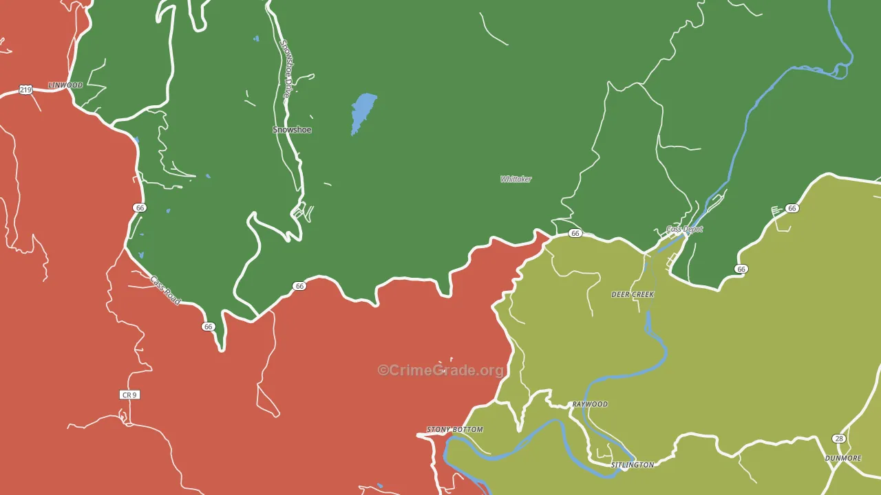 Cass, WV Map of Vehicle Theft Rates