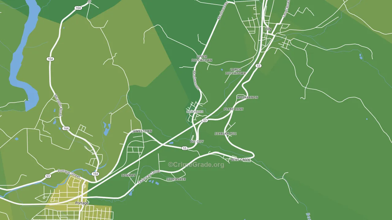 Cassandra, PA Map of Vehicle Theft Rates