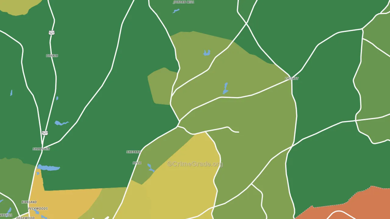 Cassatt, SC Map of Vehicle Theft Rates