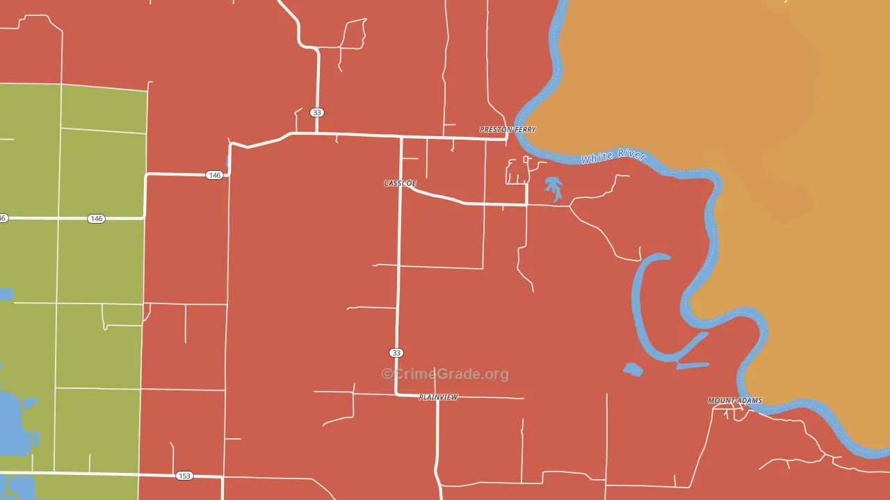 Casscoe, AR Map of Vehicle Theft Rates