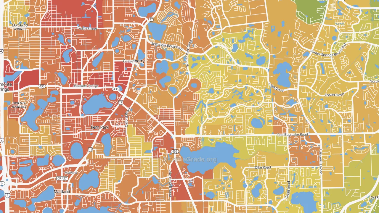 Casselberry, FL Map of Vehicle Theft Rates
