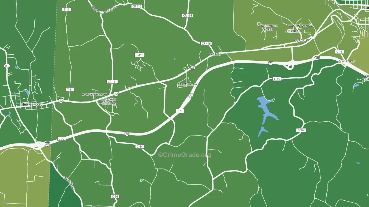 Cassell, OH Map of Vehicle Theft Rates