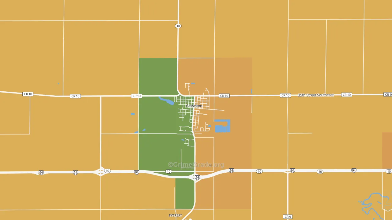 Casselton, ND Map of Vehicle Theft Rates