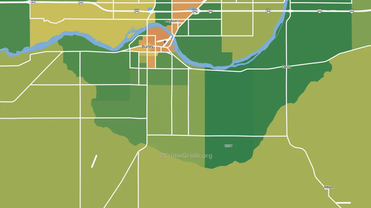 Cassia County, ID Map of Vehicle Theft Rates