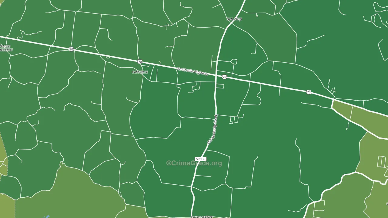 Cassville, TN Map of Vehicle Theft Rates