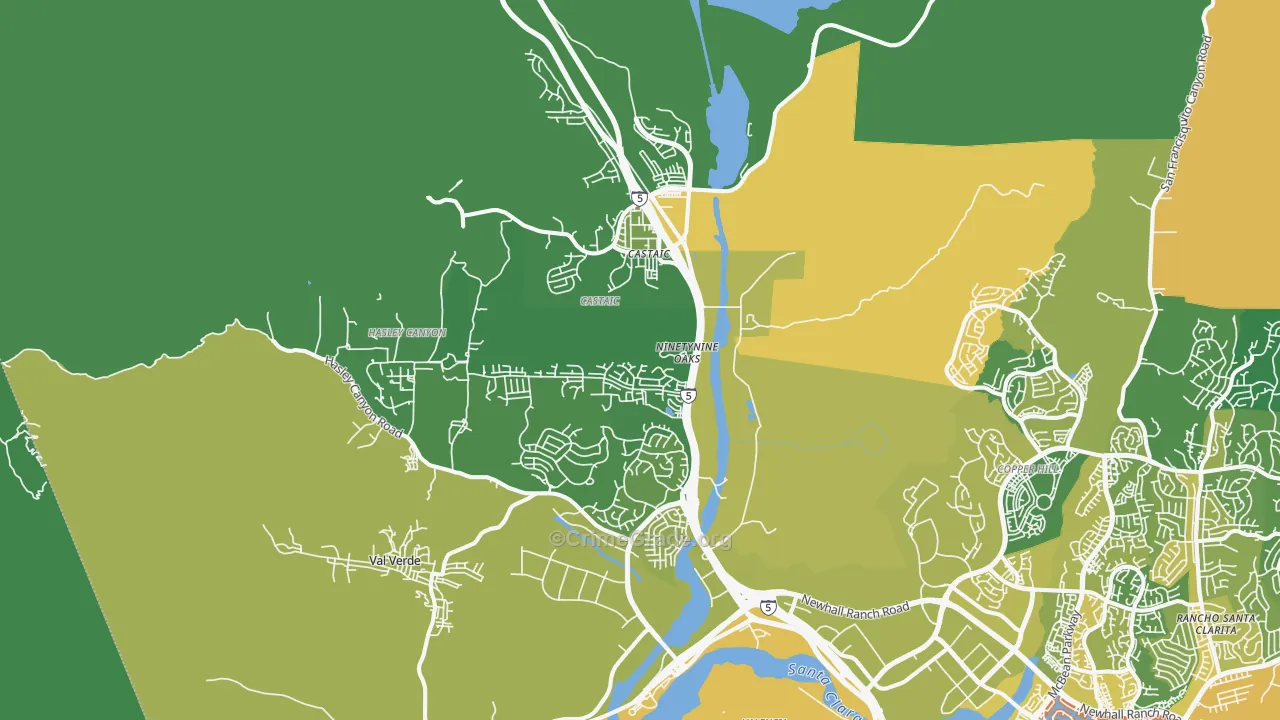Castaic, CA Map of Vehicle Theft Rates