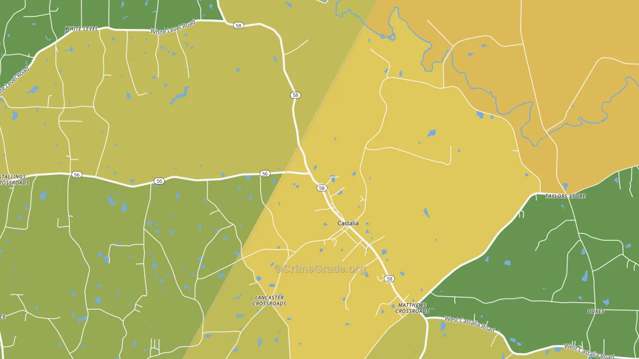 Castalia, NC Map of Vehicle Theft Rates