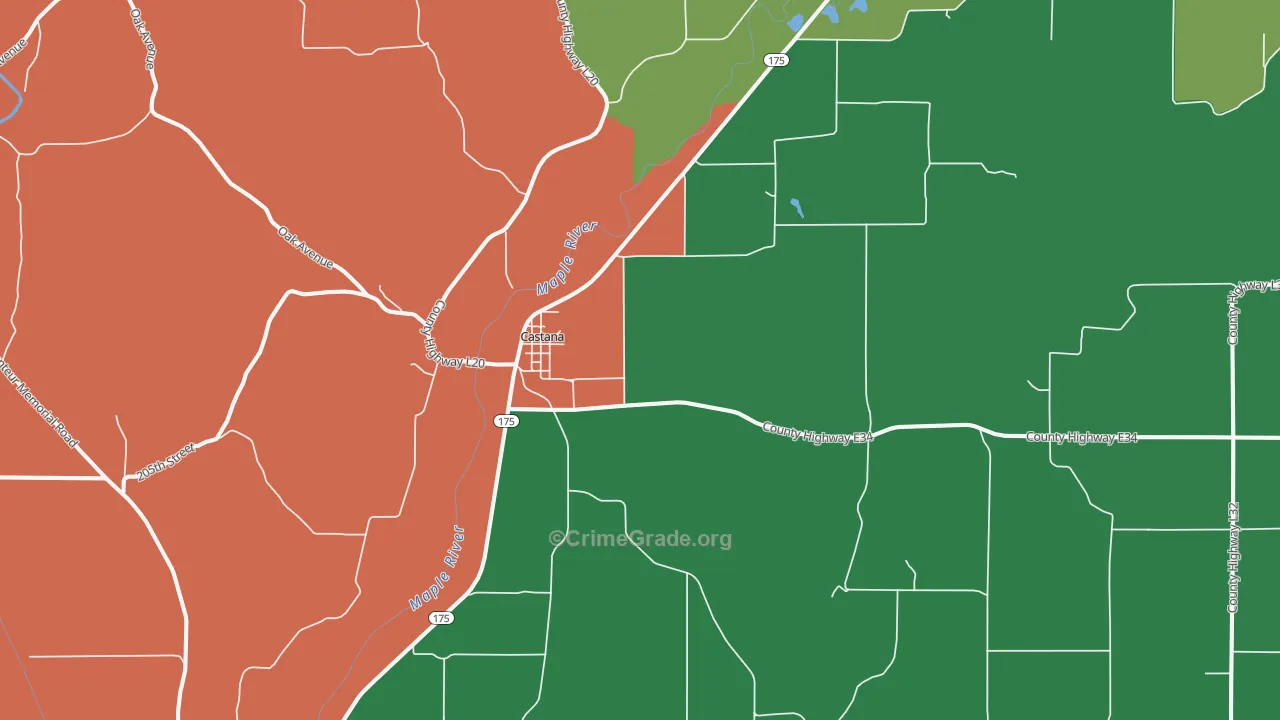 Castana, IA Map of Vehicle Theft Rates