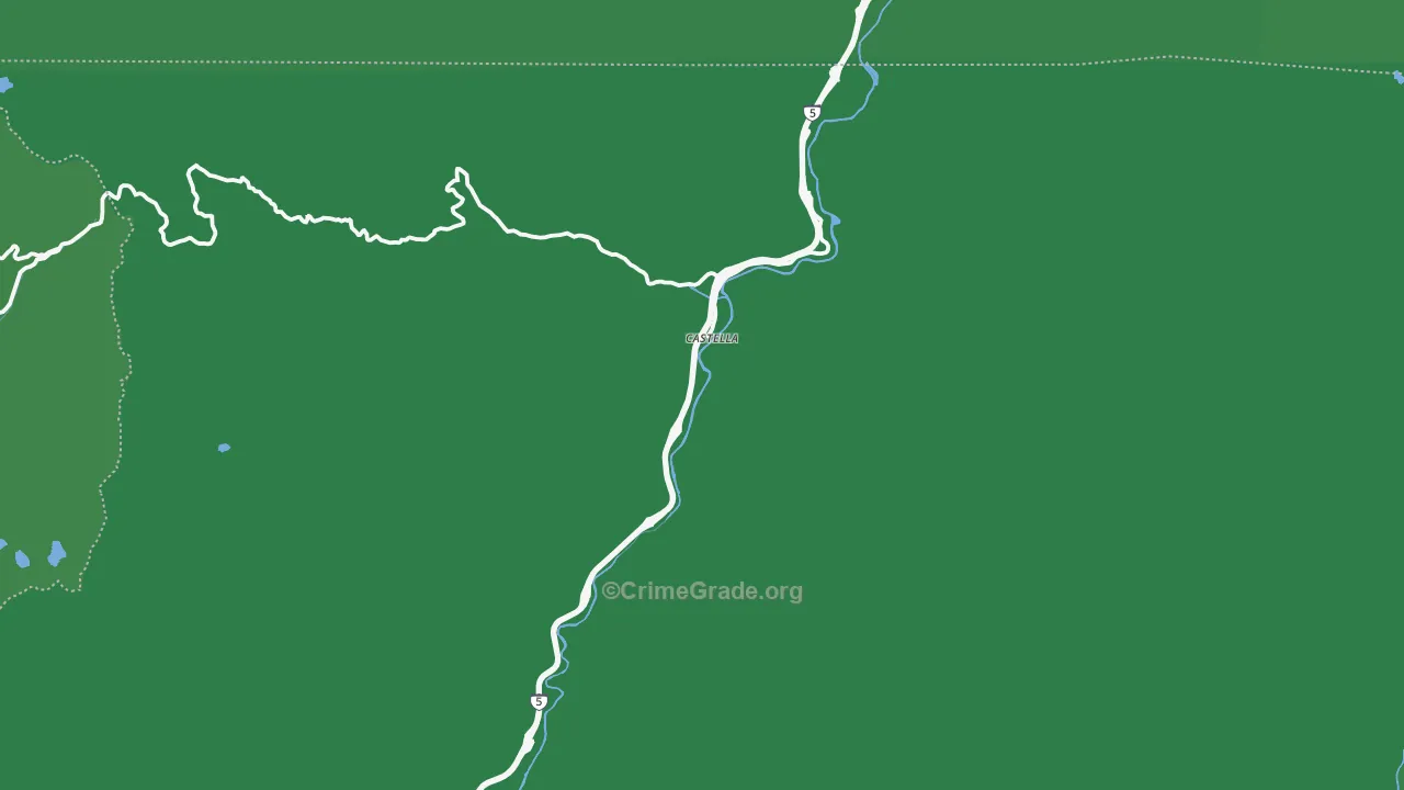 Castella, CA Map of Vehicle Theft Rates