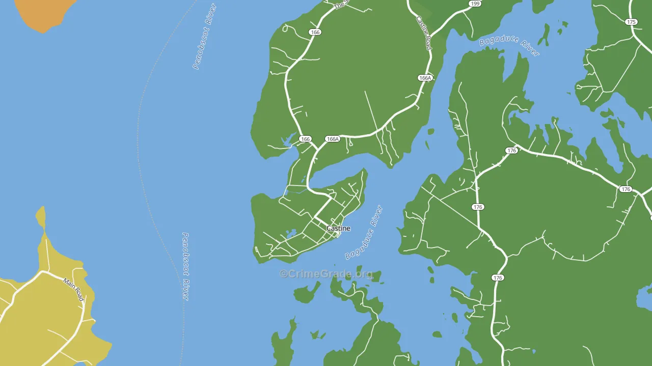 Castine, ME Map of Vehicle Theft Rates