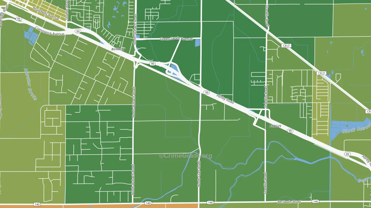 Castle Garden, CA Map of Vehicle Theft Rates