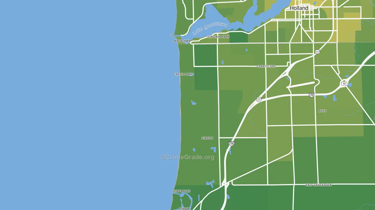 Castle Park, MI Map of Vehicle Theft Rates