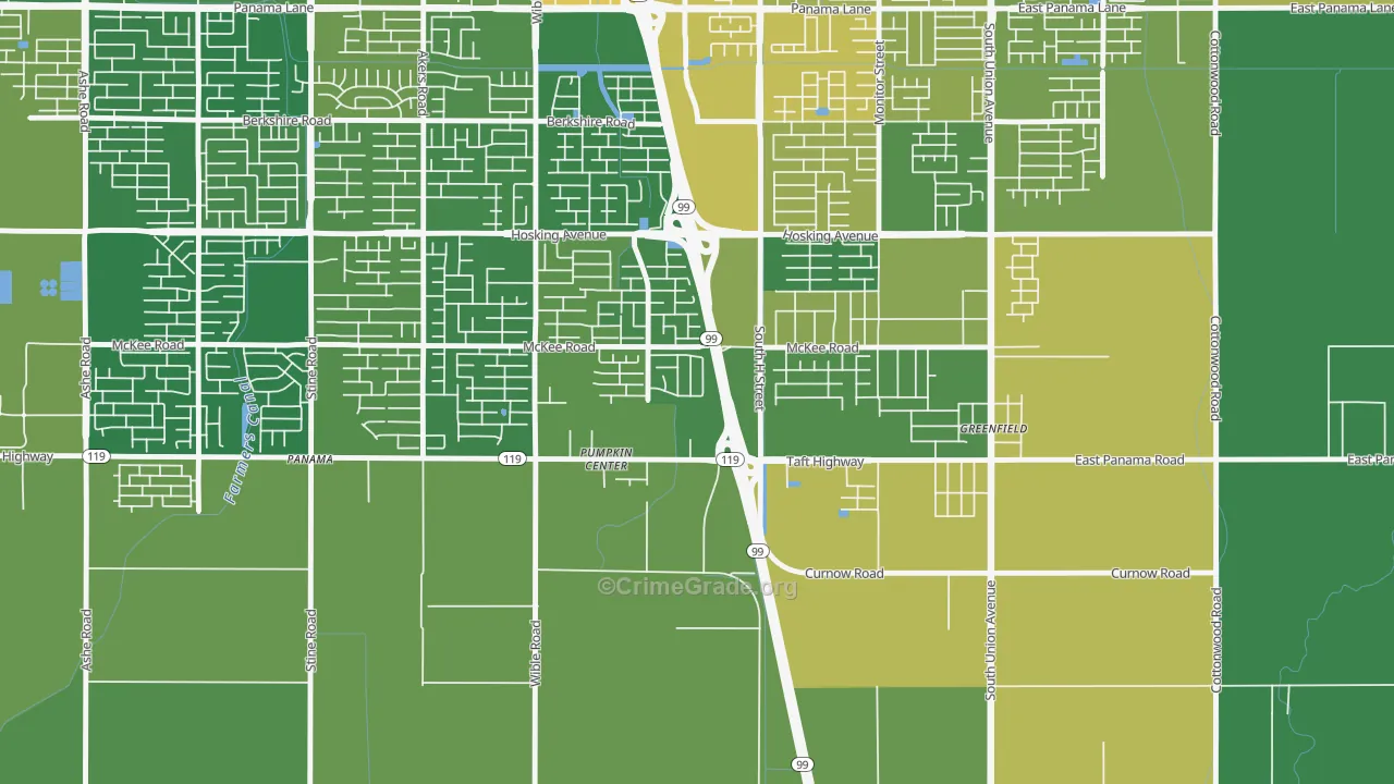 Castle Ranch, Bakersfield, CA Map of Vehicle Theft Rates