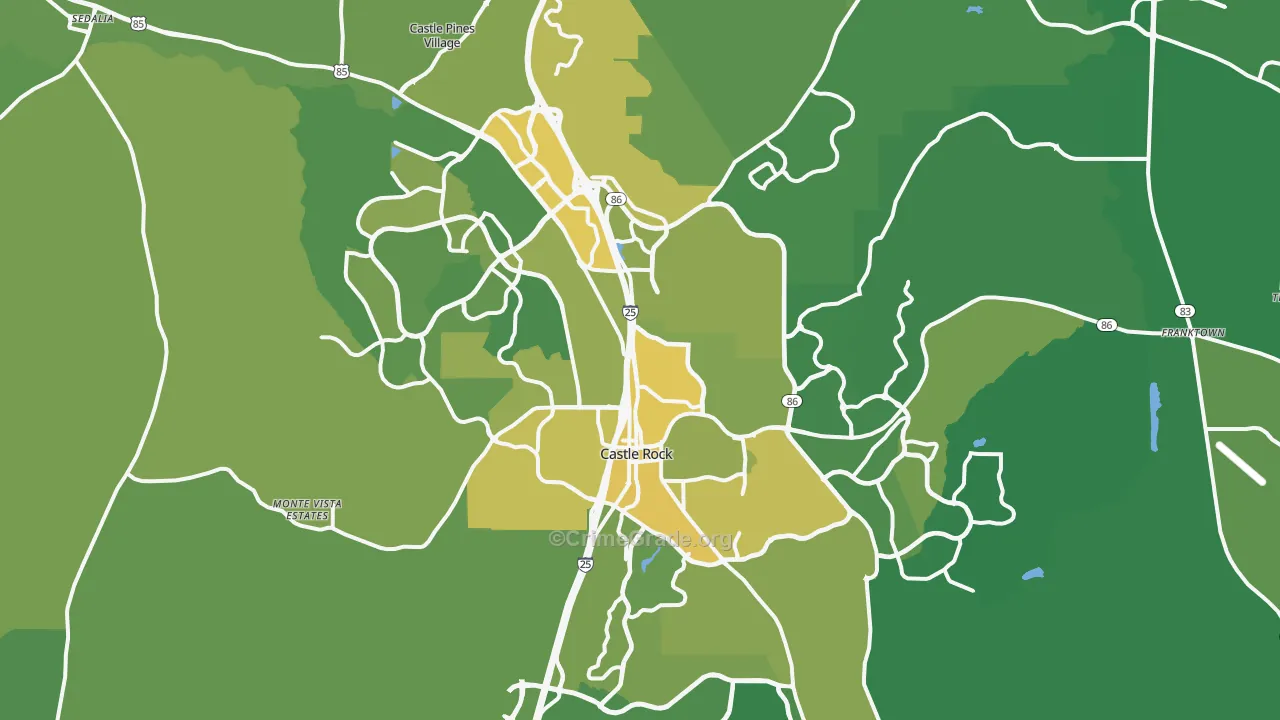 Castle Rock, CO Map of Vehicle Theft Rates