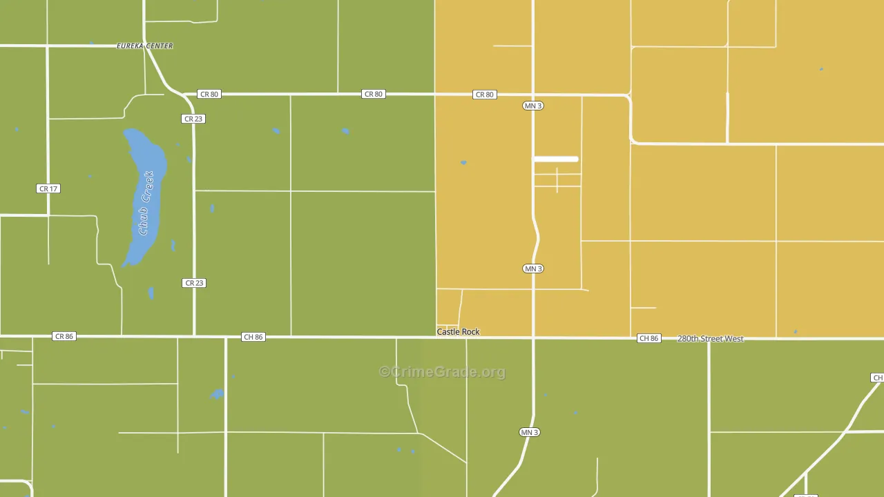 Castle Rock, MN Map of Vehicle Theft Rates