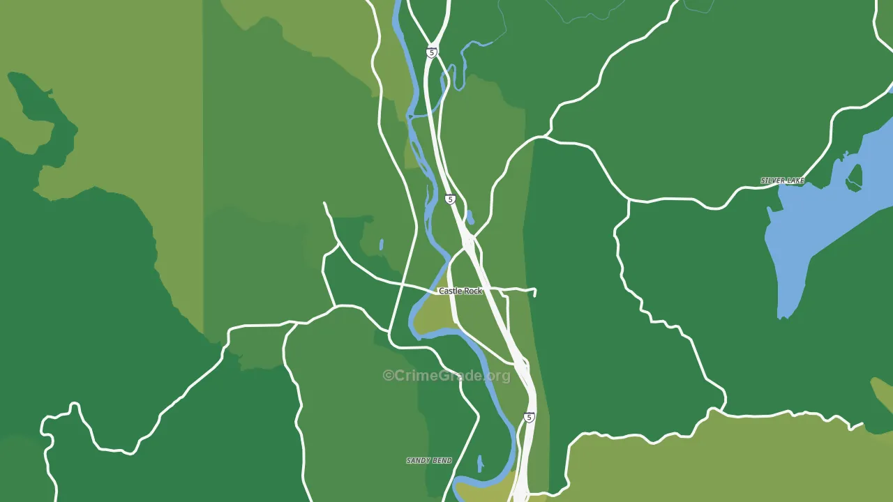 Castle Rock, WA Map of Vehicle Theft Rates