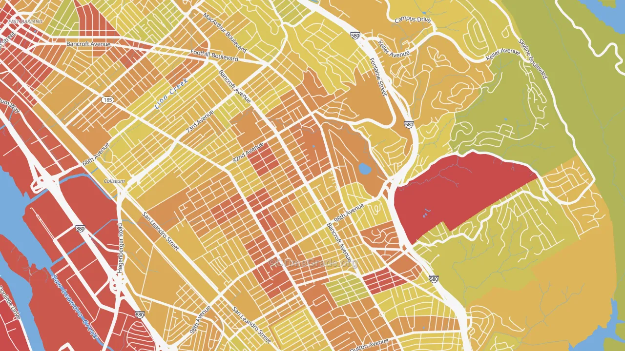 Castlemont, Oakland, CA Map of Vehicle Theft Rates