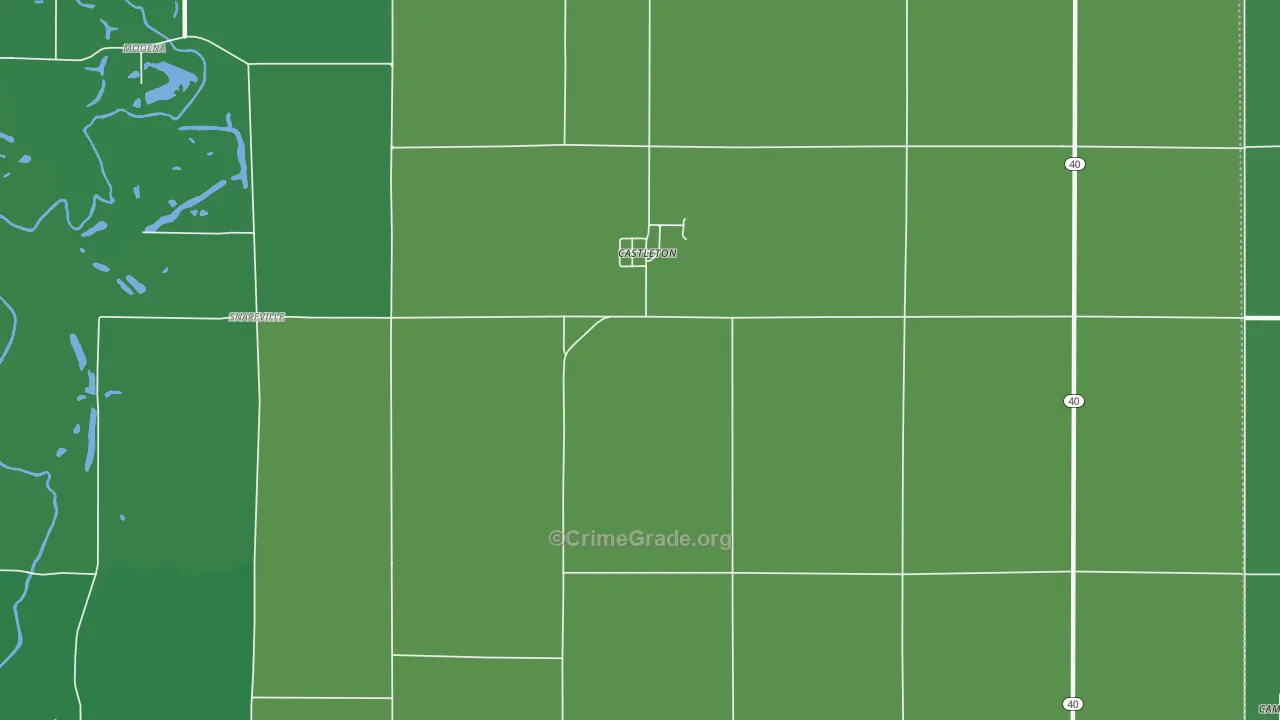 Castleton, IL Map of Vehicle Theft Rates