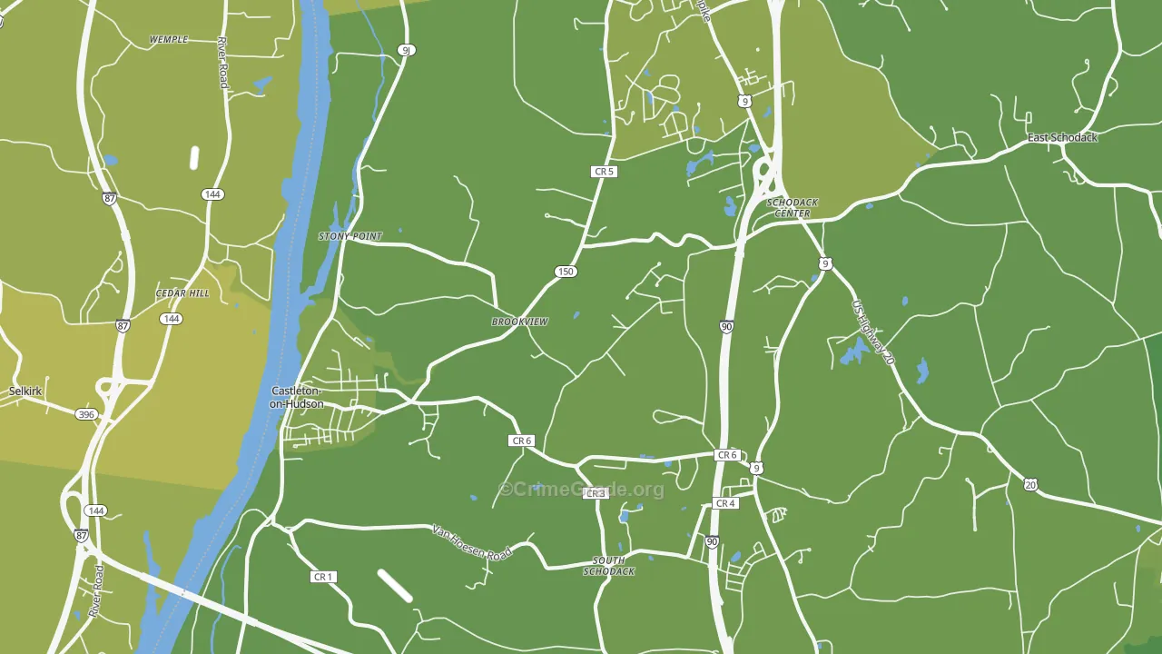 Castleton On Hudson, NY Map of Vehicle Theft Rates