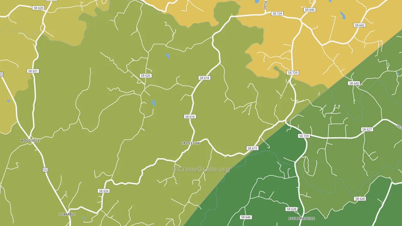 Castleton, VA Map of Vehicle Theft Rates