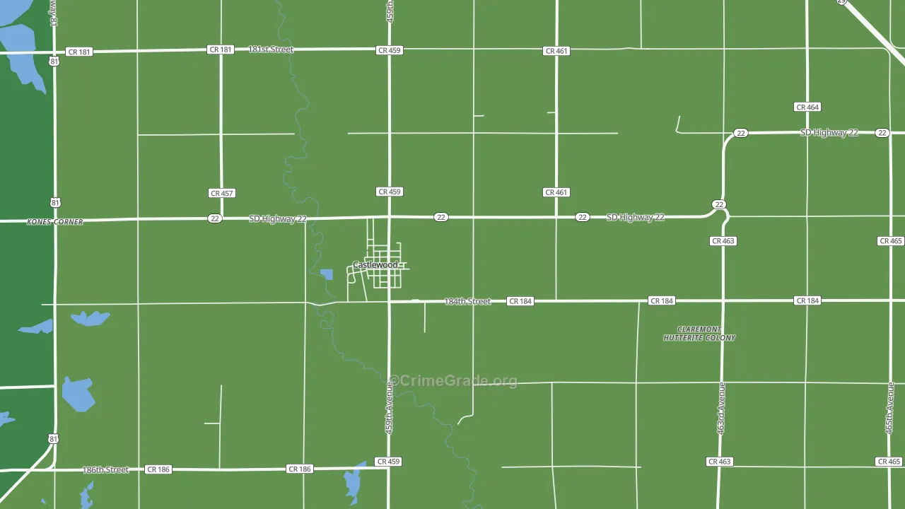 Castlewood, SD Map of Vehicle Theft Rates