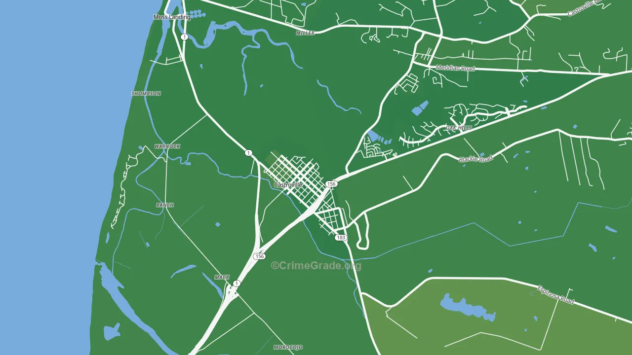 Castroville, CA Map of Vehicle Theft Rates