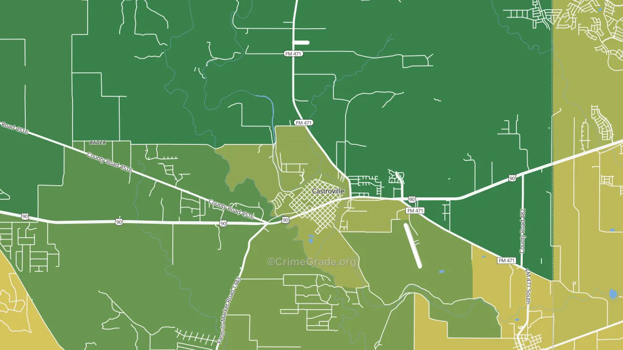 Castroville, TX Map of Vehicle Theft Rates