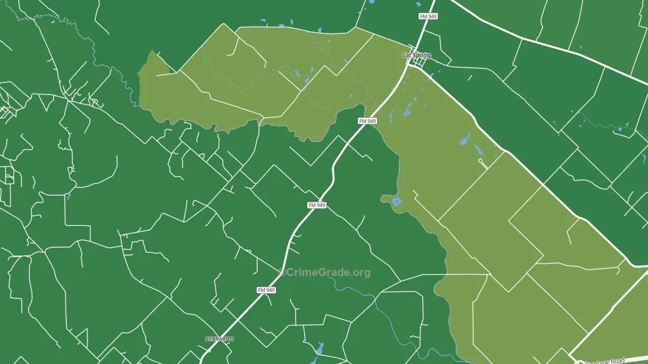 Cat Spring, TX Map of Vehicle Theft Rates