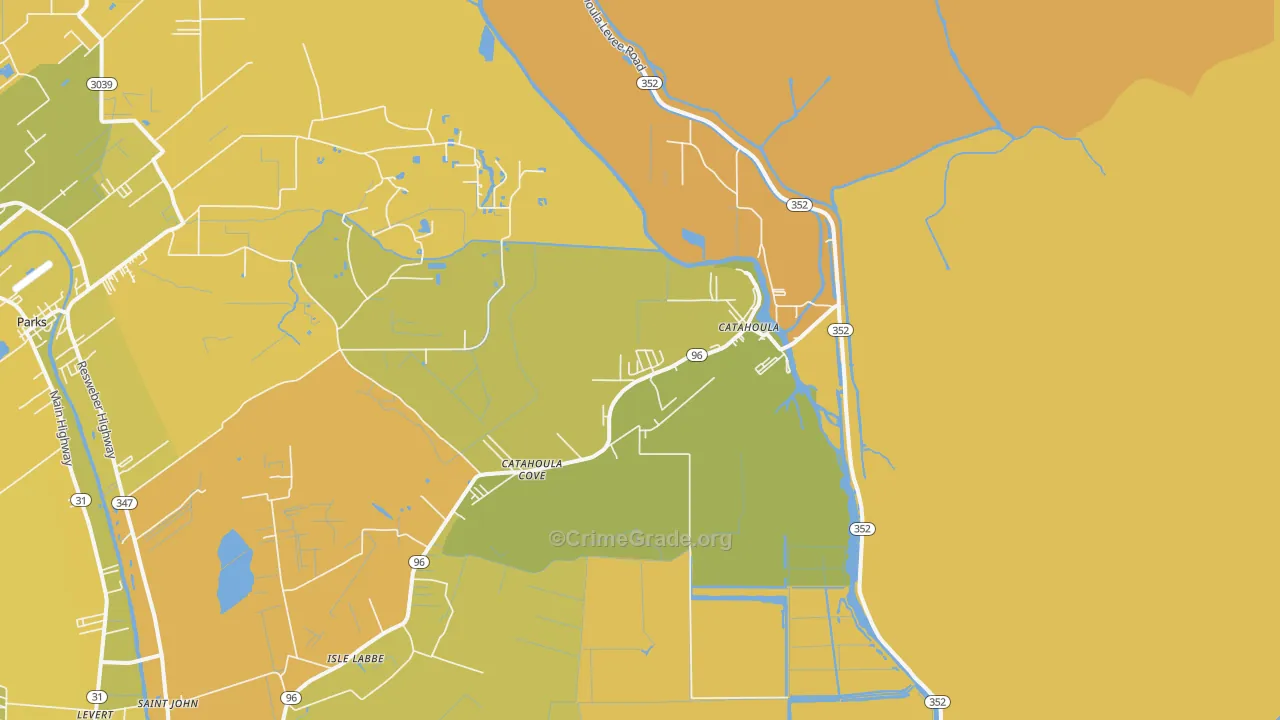 Catahoula, LA Map of Vehicle Theft Rates