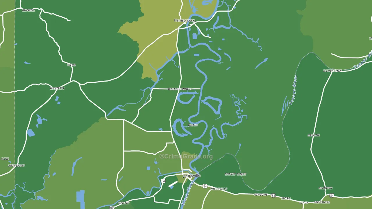 Catahoula Parish, LA Map of Vehicle Theft Rates