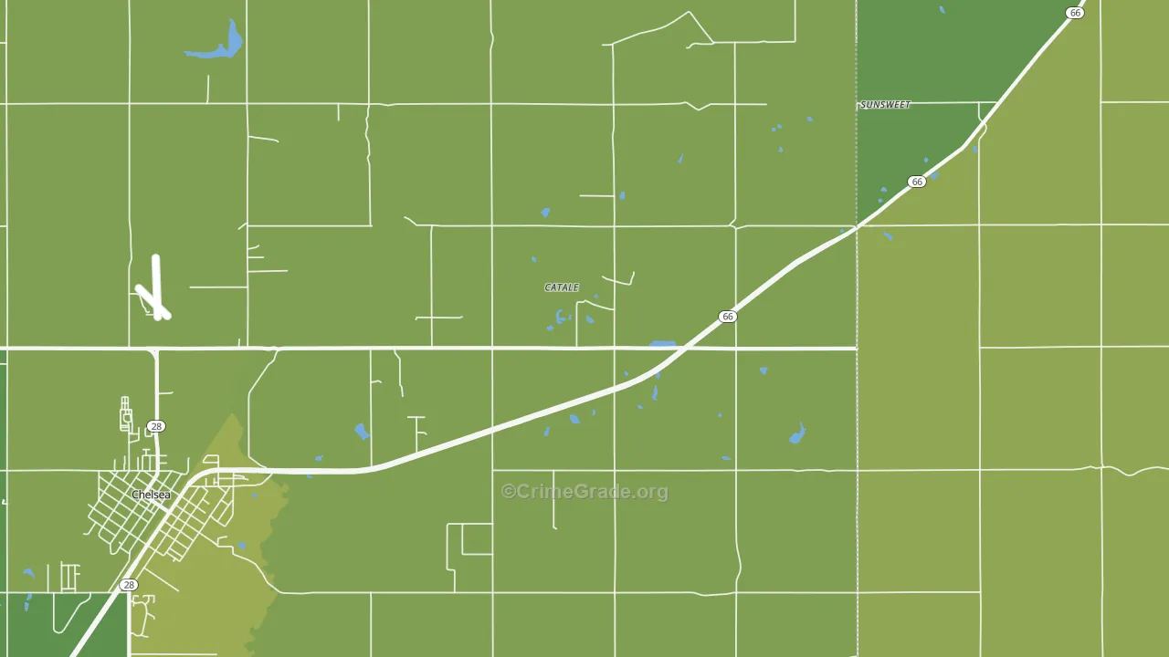 Catale, OK Map of Vehicle Theft Rates