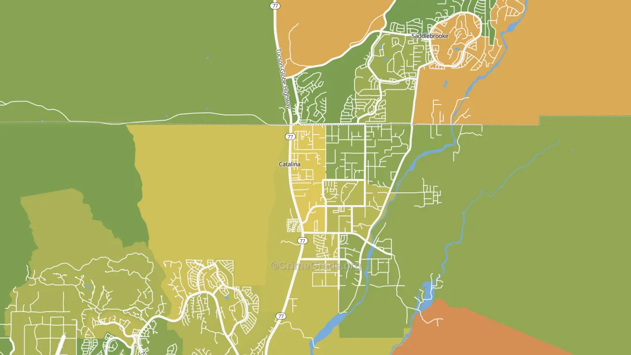 Catalina, AZ Map of Vehicle Theft Rates