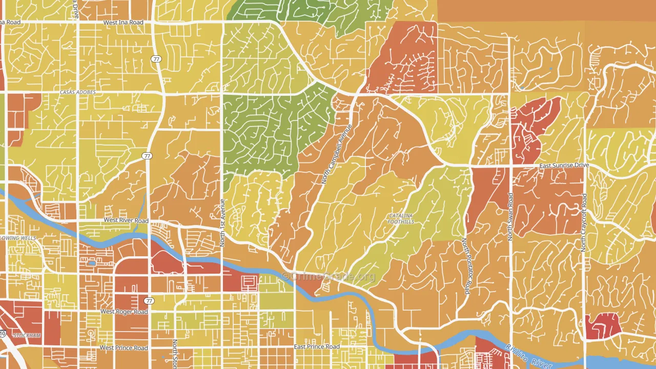 Catalina Foothills Estates, Catalina Foothills, AZ Map of Vehicle Theft Rates