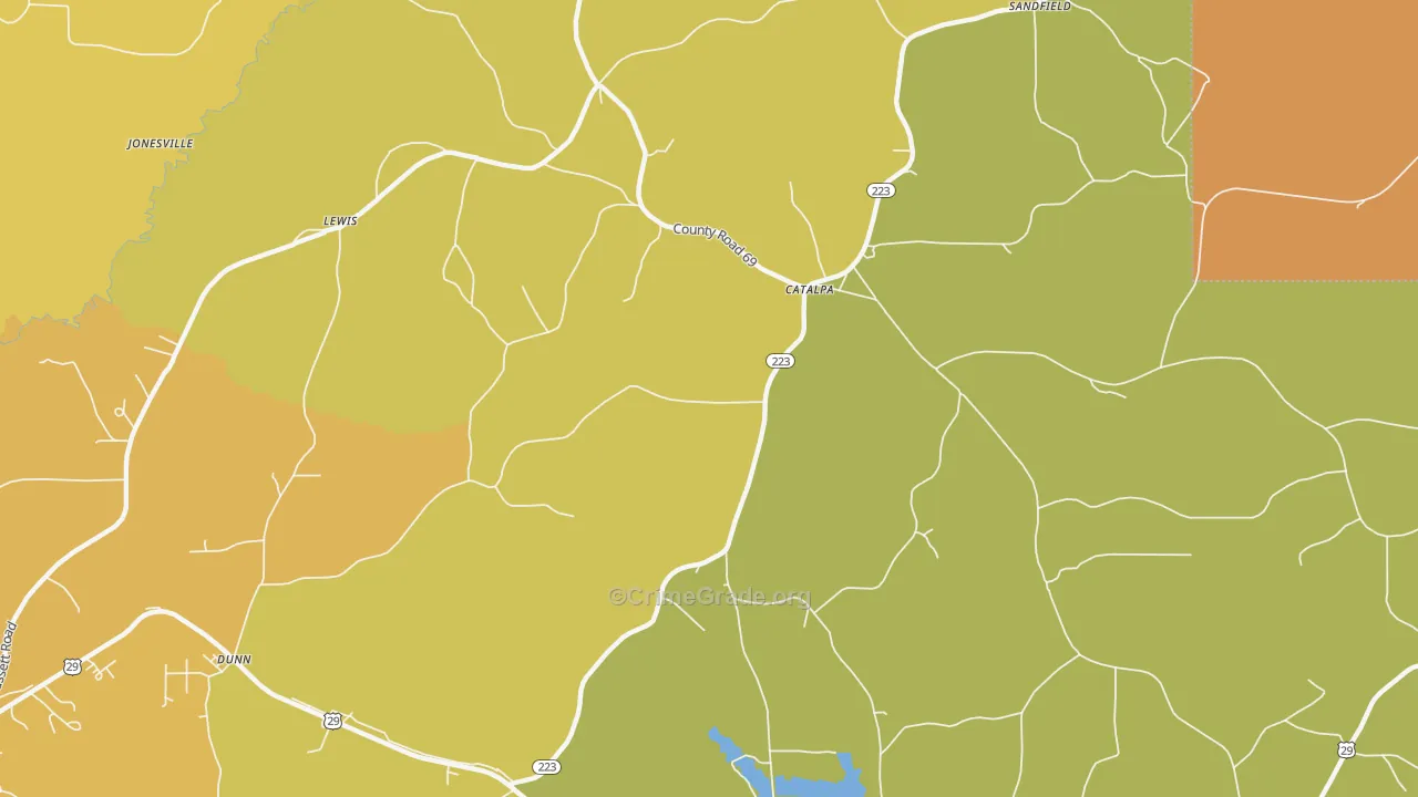 Catalpa, AL Map of Vehicle Theft Rates