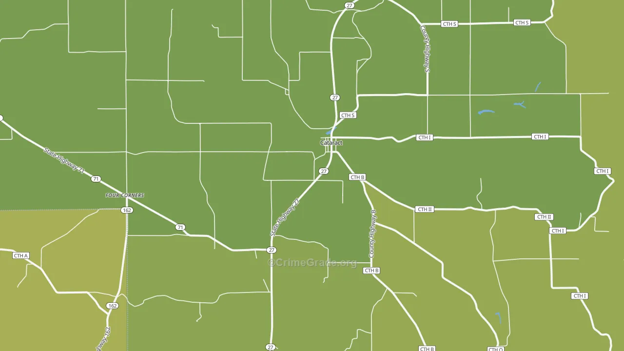 Cataract, WI Map of Vehicle Theft Rates