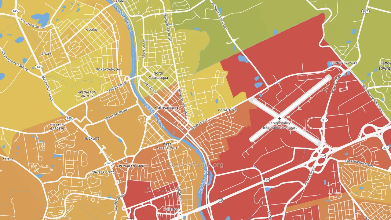 Catasauqua, PA Map of Vehicle Theft Rates