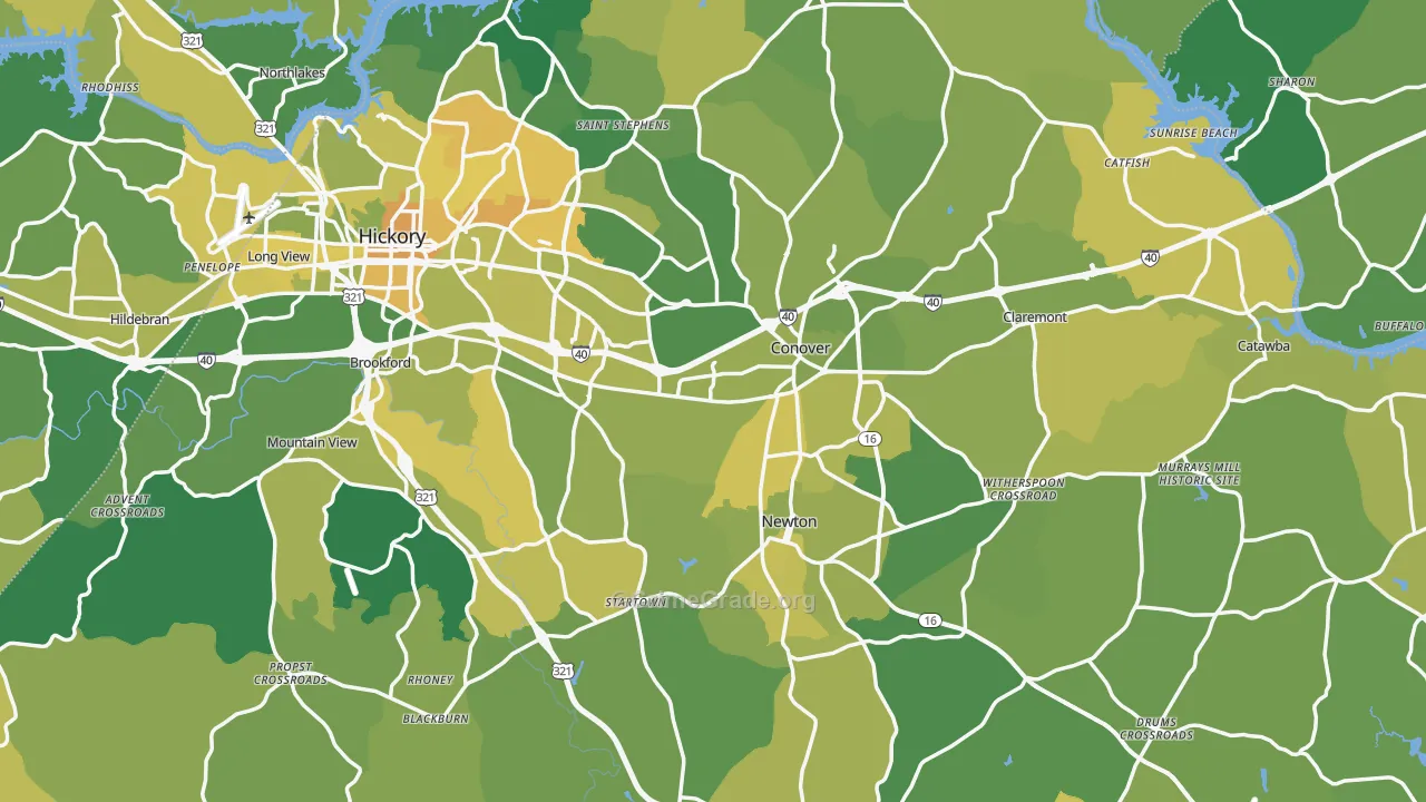 Catawba County, NC Map of Vehicle Theft Rates