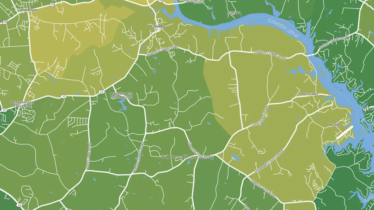 Catawba, NC Map of Vehicle Theft Rates