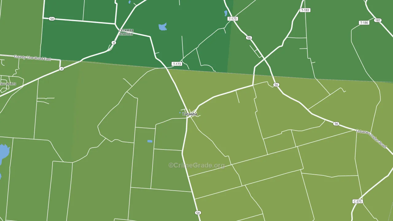 Catawba, OH Map of Vehicle Theft Rates